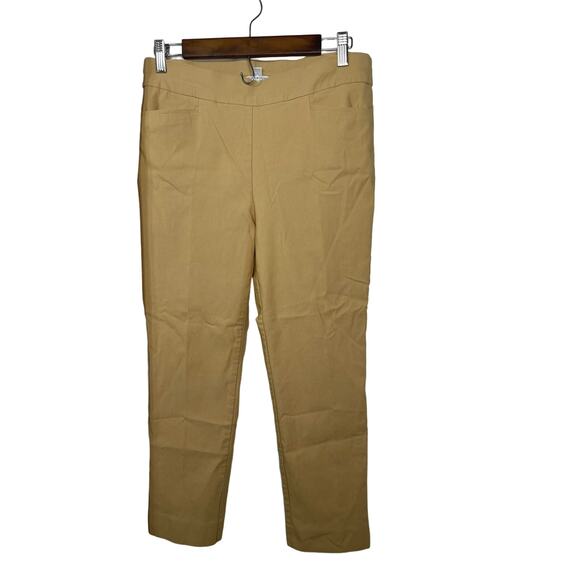 Chico's pants chinos slacks women's petite 8 8p khaki tan pull on wide waist - Picture 1 of 16